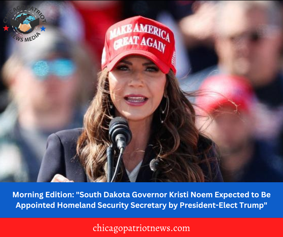 Morning Edition: "South Dakota Governor Kristi Noem Expected to Be Appointed Homeland Security Secretary by President-Elect Trump"