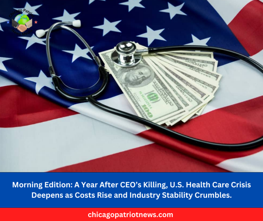 Morning Edition A Year After CEO’s Killing, U.S. Health Care Crisis Deepens as Costs Rise and Industry Stability Crumbles.