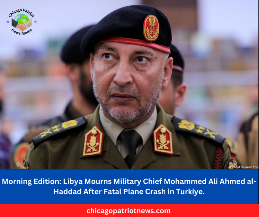 Libya Mourns Military Chief Mohammed Ali Ahmed al-Haddad After Fatal Plane Crash in Turkiye.
