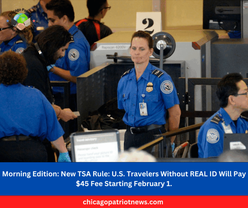 Morning Edition New TSA Rule U.S. Travelers Without REAL ID Will Pay $45 Fee Starting February 1.