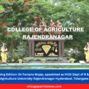 Morning Edition: Dr Farzana Jabeen Majaz, appointed as HOD Dept of R & D at Agriculture University Rajendranager Hyderabad, Telangana